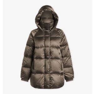Varley Canton Down Hooded Puffer Olive Metallic Jacket Coat Large